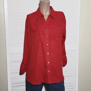 ♥️NY Collection Red Sequin Blouse PL